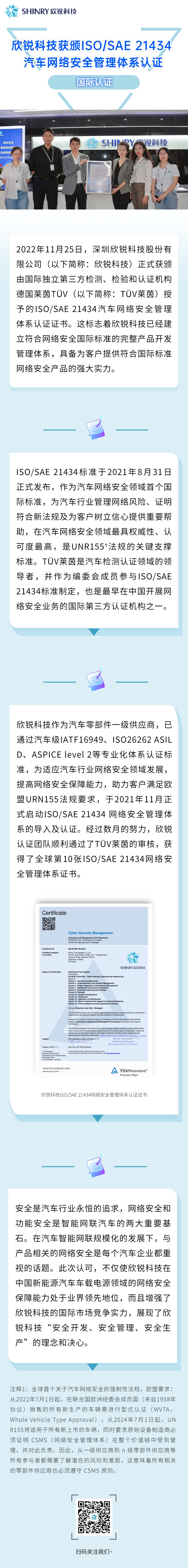 国际认证  星空体育（中国）官方网站获颁ISOSAE 21434 汽车网络安全管理体系认证-20221201.jpg